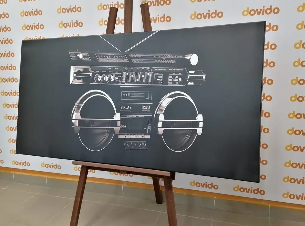 Stampa su tela – Radio disco anni '90 in bianco e nero