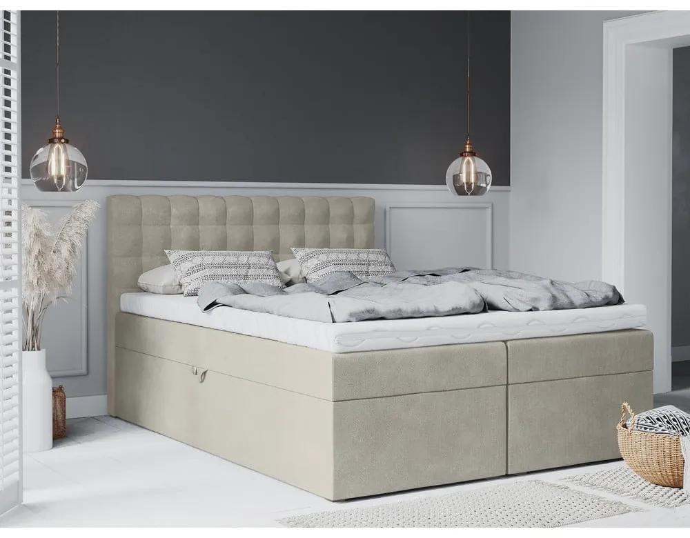 Letto boxspring beige con contenitore 180x200 cm Jade - Mazzini Beds
