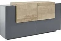 Credenza Dlenz, Madia da cucina a 2 ante e 2 cassetti, Buffet da soggiorno, 100% Made in Italy, cm 160x45h86, Antracite e Acero