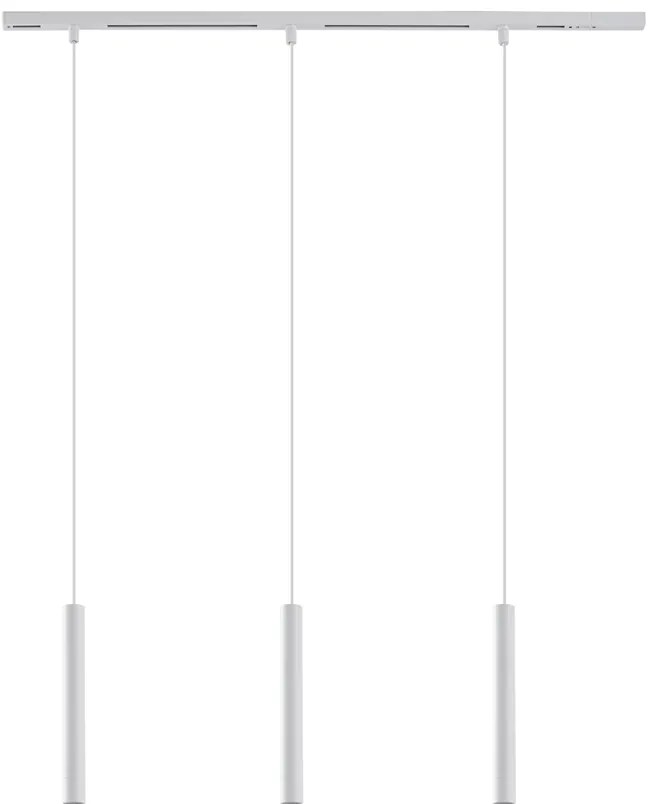 Sistema di illuminazione a binario moderno con 3 luci a sospensione bianche monofase - Slimline Keno