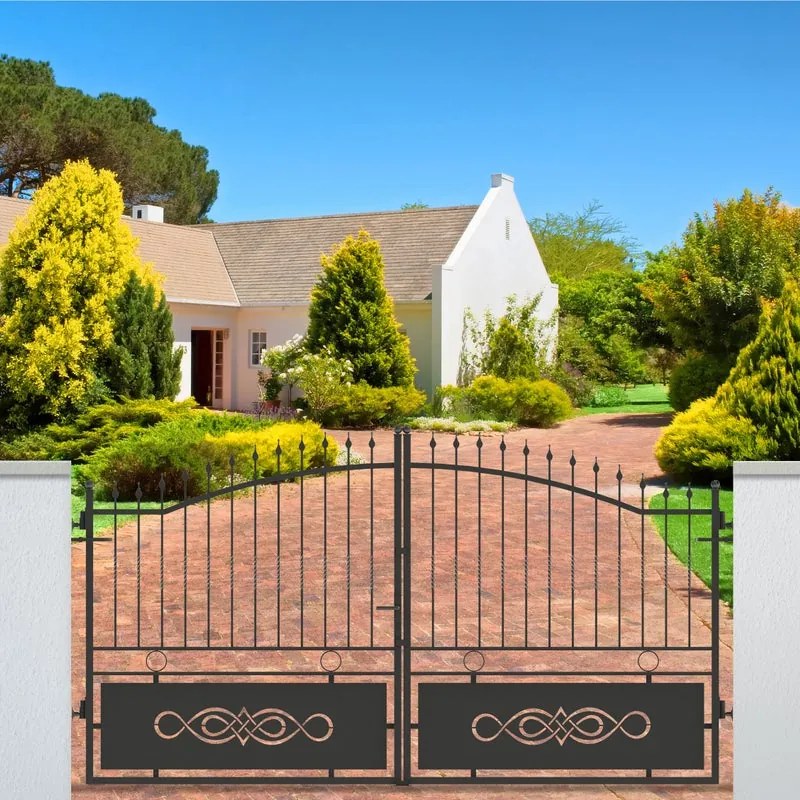 Cancello manuale battente Lavaredo in ferro, apertura centrale, L 358.5, H 165-195 cm, di colore nero