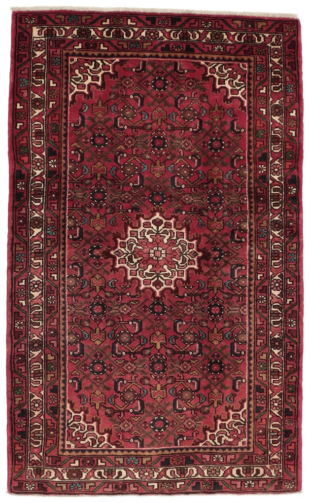Hamedan Tappeto 180x110 Rosso (Iran) Annodato A Mano
