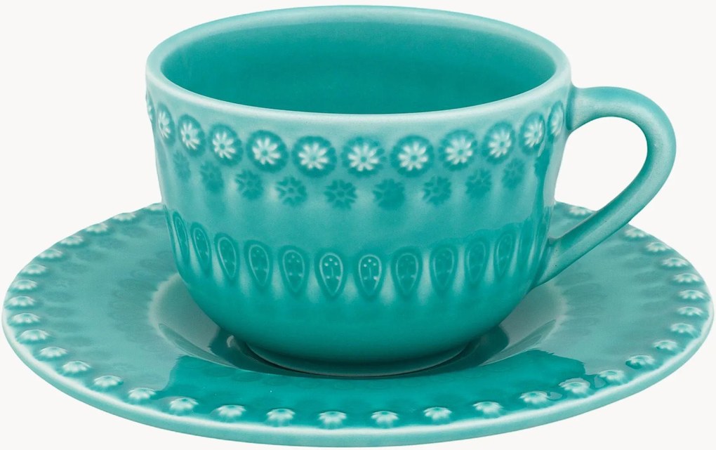 Tazze da tè con piattini Fantasy, set da 4