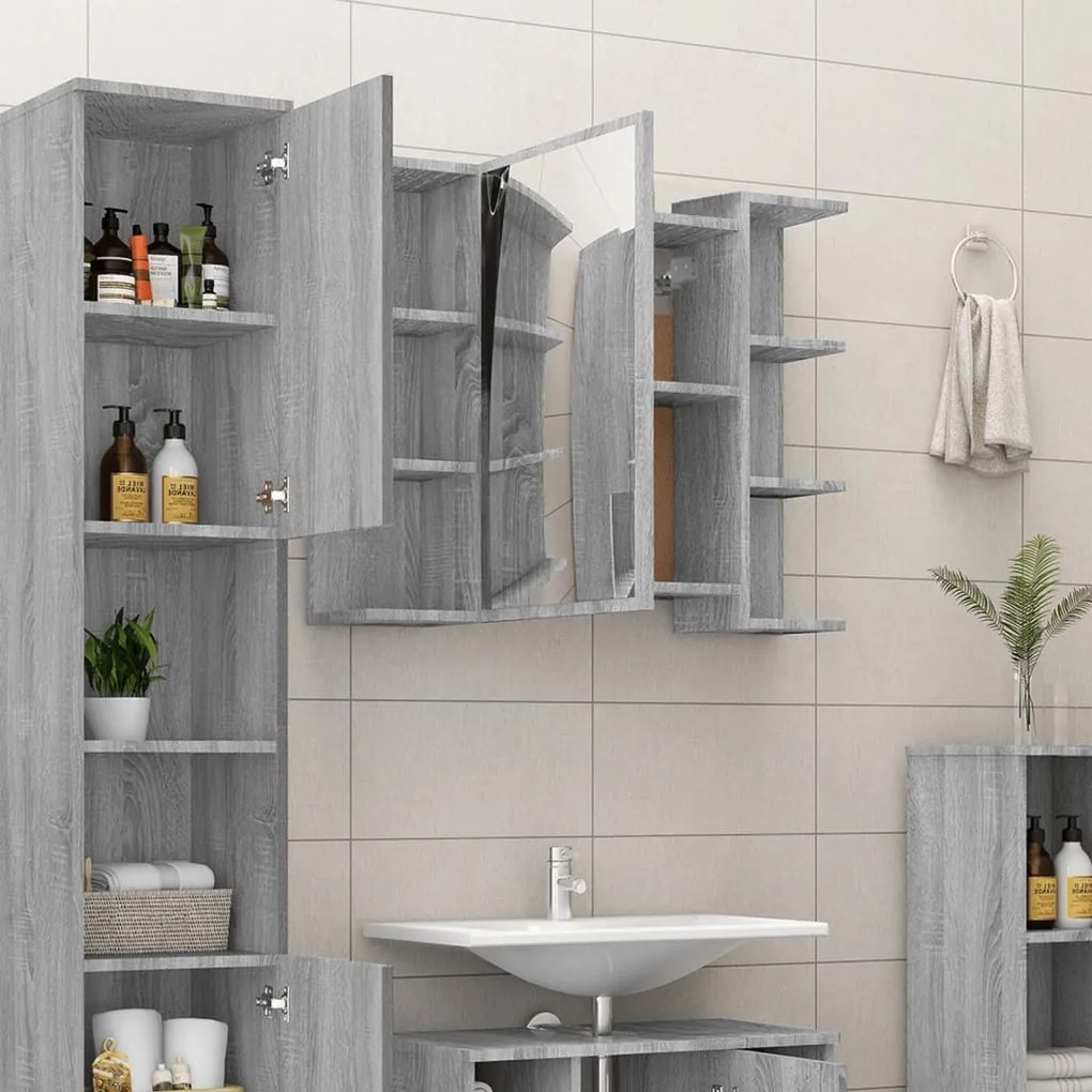 Mobile da bagno grigio sonoma 80x20,5x64cm in legno multistrato