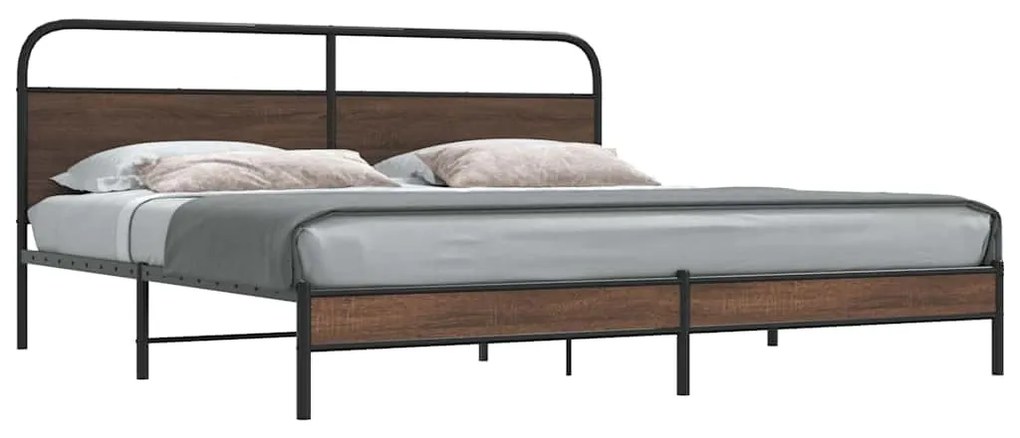 Giroletto Senza Materaso İn Metallo Rovere Marrone 193x203 Cm /