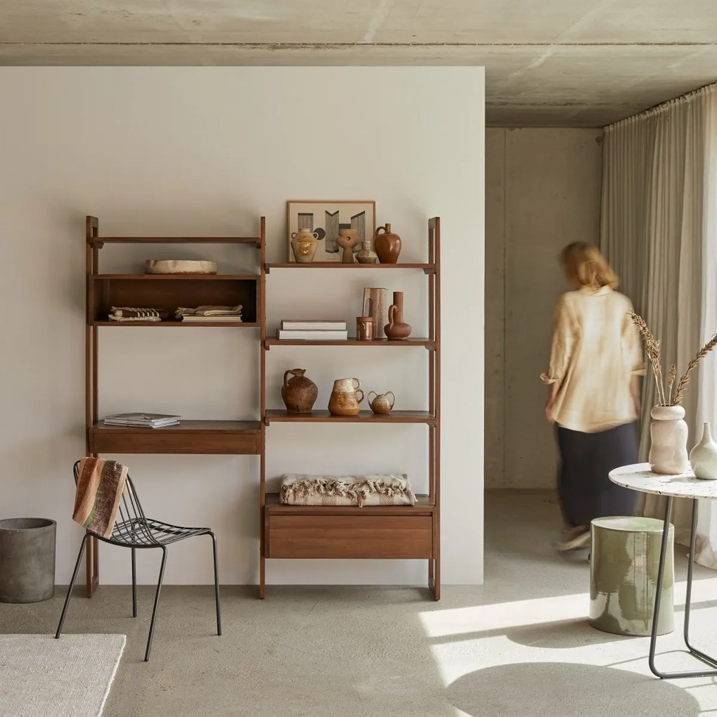 Tikamoon - Libreria in legno di teak massello riciclato 165x180 Wall