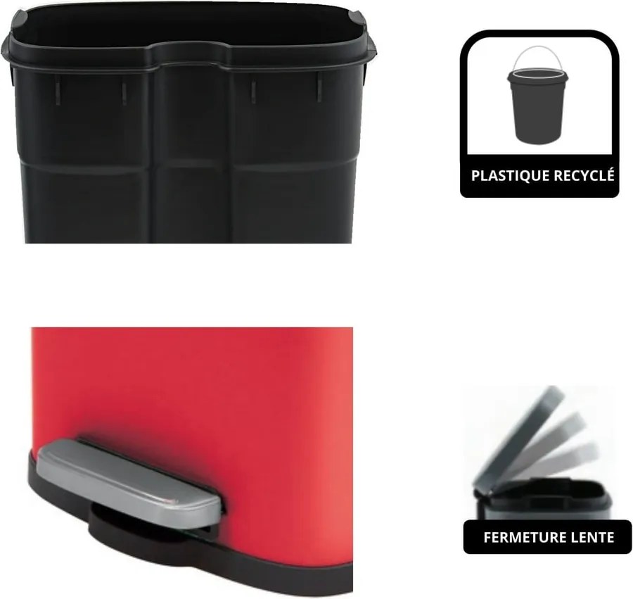 Cestino per la spazzatura rosso in acciaio con pedale 5 l Akira – Spirella