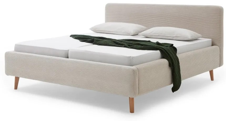 Letto matrimoniale imbottito beige rete non inclusa 180x200 cm Mattis Cord – Meise Möbel