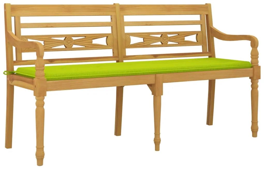 Panchina batavia cuscino verde chiaro 150cm legno massello teak