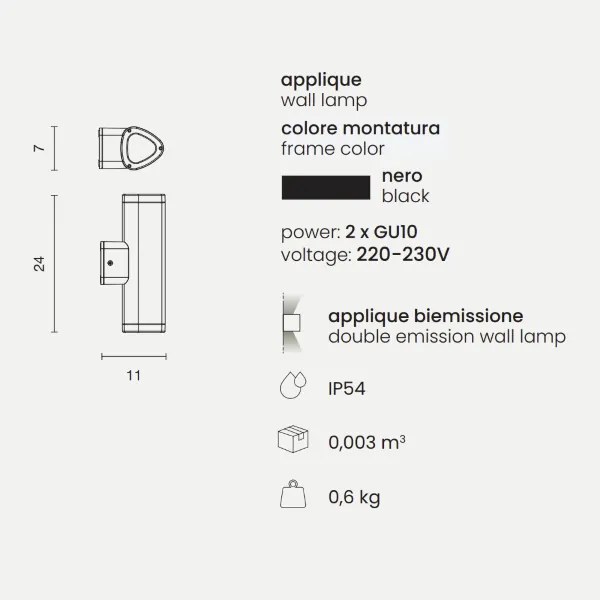 Applique RAV per esterni in alluminio verniciato NERO Grande