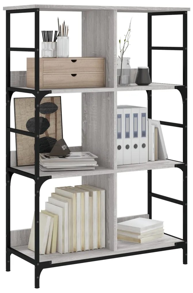 Libreria Grigio Sonoma 78,5x33x117,5 cm in Legno Multistrato