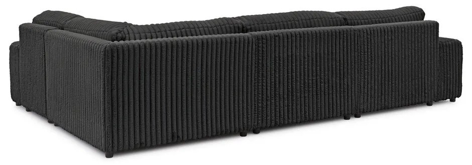 Divano angolare grigio scuro (con penisola a destra/a U) rivestito in velluto a coste Justin – Ropez