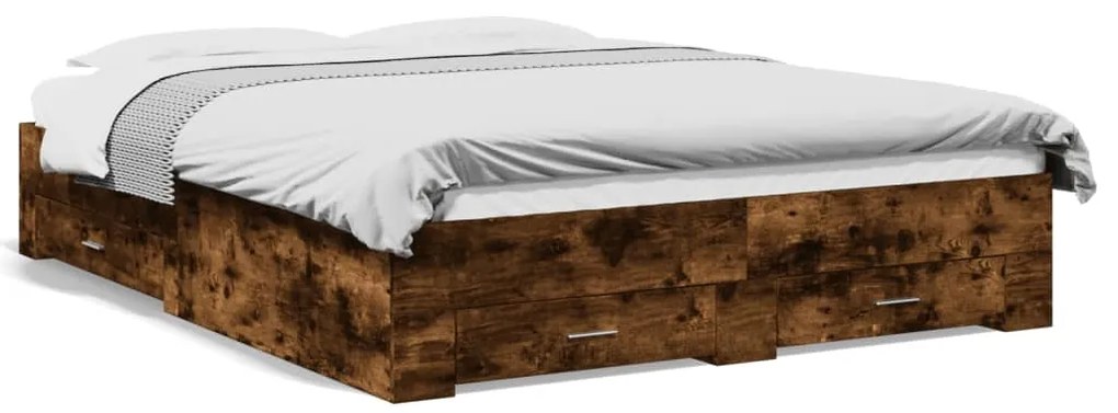 Giroletto Con Cassetti Rovere Fumo 160x200 Cm Legno Multistrato /