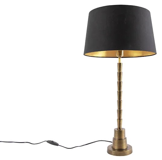 Lampada da tavolo Art Déco bronzo con paralume in cotone nero 35 cm - Pisos