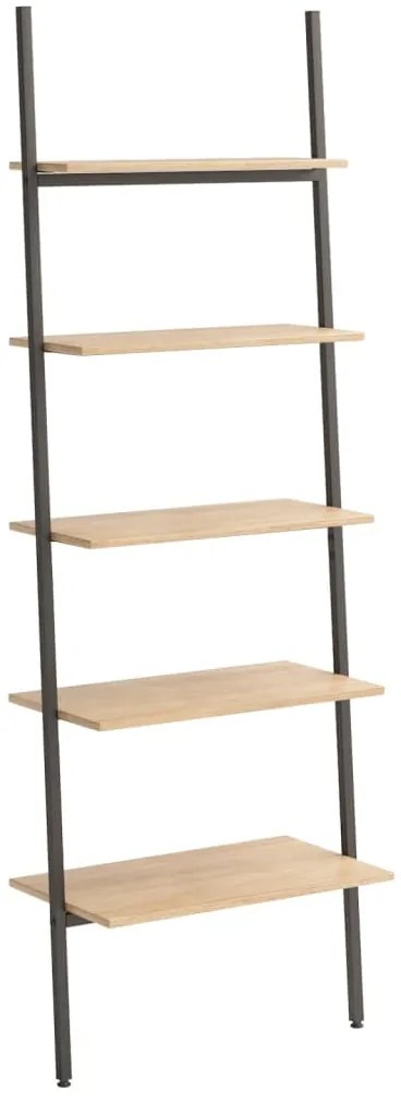 Scaffale pendente 5 ripiani marrone chiaro e nero 64x34x185,5cm