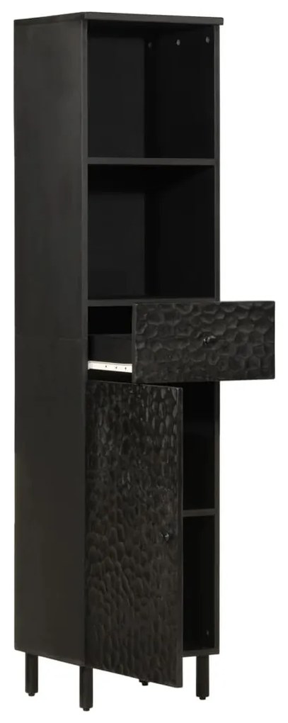 Mobile da bagno nero 38x33x160 cm in legno massello di mango
