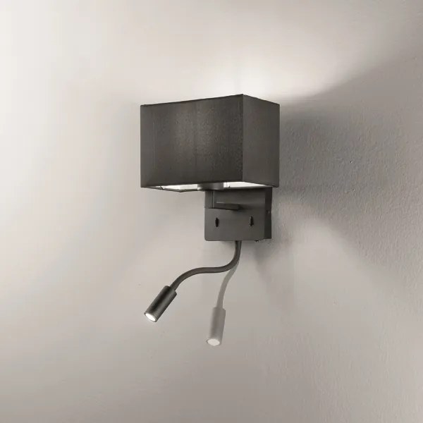 Applique in metallo 21 cm Nero con paralume e spot a LED orientabile SHADOW