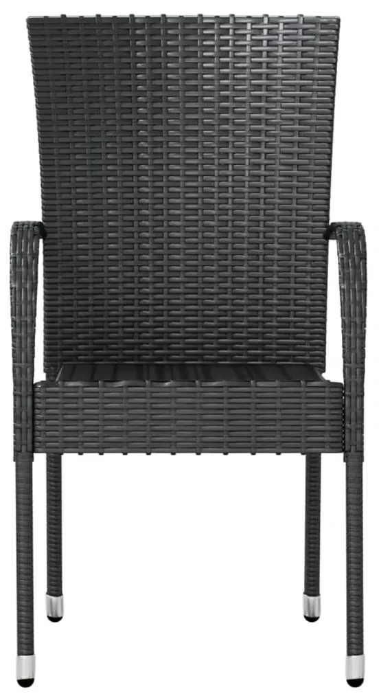 Set mobili da pranzo per giardino 3 pz polyrattan nero