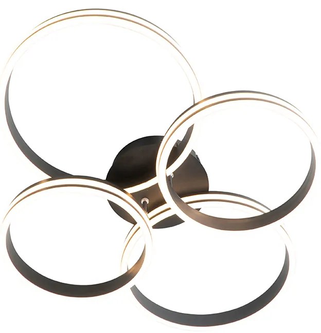 Plafoniera nera con LED dimmerabile a 3 livelli 4 luci - Navara