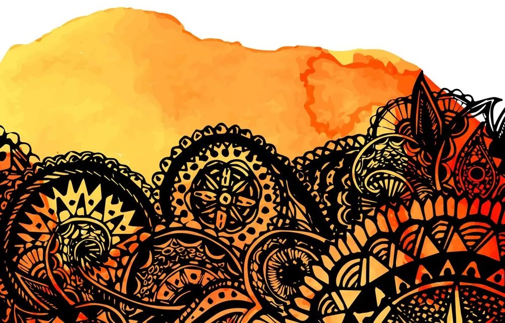 Quadro su tela – Mandala acquerello arancione