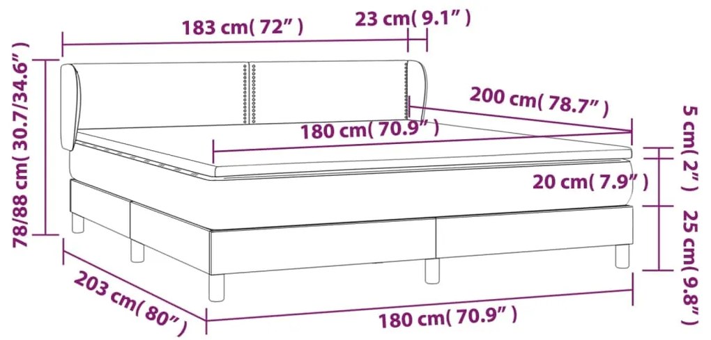 Giroletto a Molle con Materasso Bianco 180x200 cm in Similpelle