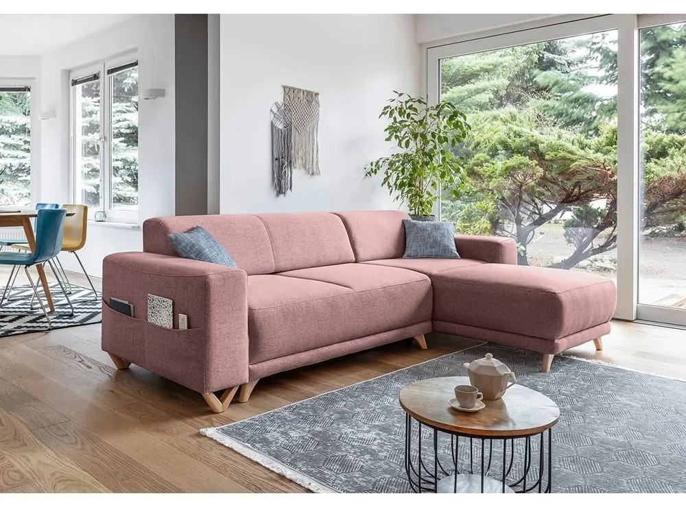 Divano angolare rosa allungabile e con contenitore Classy Sophie – Miuform