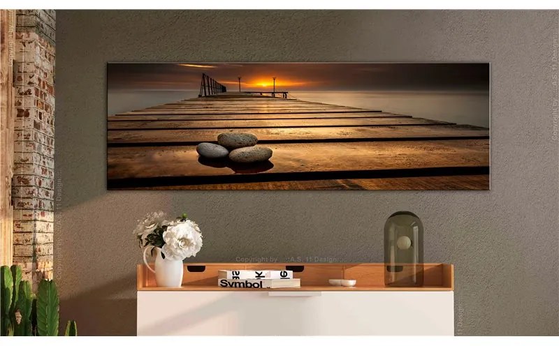 Quadro Stones on the Pier  Colore Arancione, Dimensioni e Misure 150x50