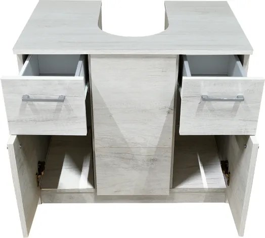 Mobile copricolonna sottolavabo 2 ante 2 cassetti Quercia Bianco