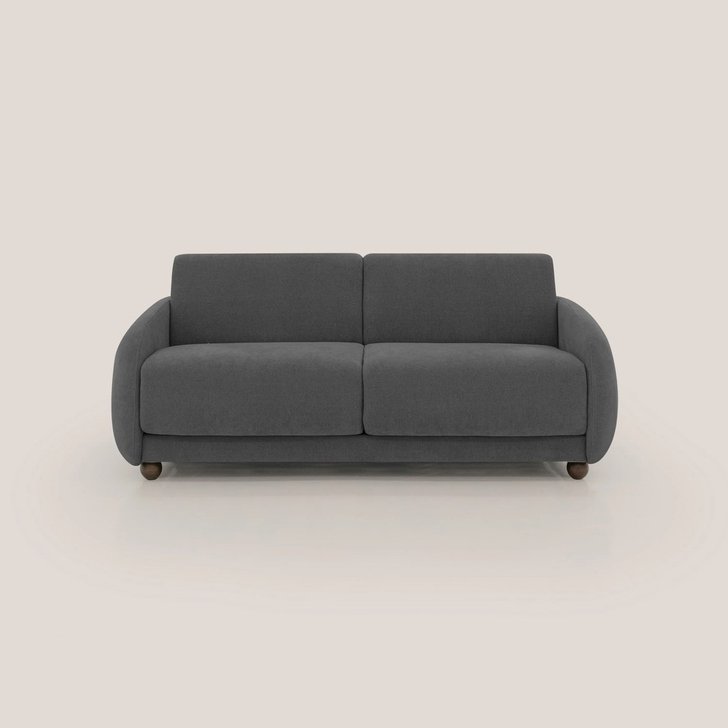 Giglio divano letto scandinavo japandi con materasso H18 cm in tessuto Bouclé impermeabile T07 antracite