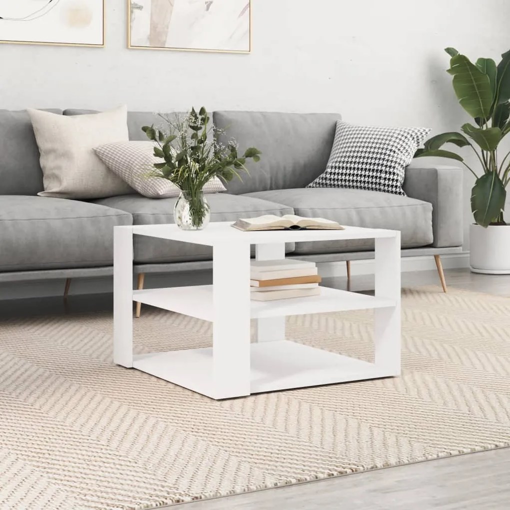 Tavolino Da Salotto Bianco 59,5x59,5x40 Cm İn Legno Multistrato /