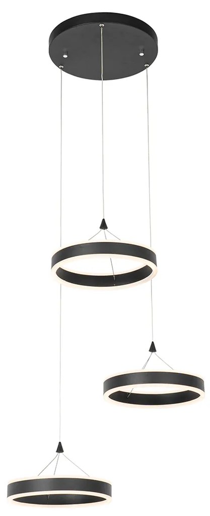 Lampada a sospensione nera rotonda con LED dimmerabile a 3 livelli 3 luci - Lyani