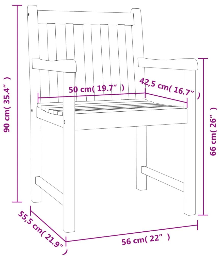 Sedie da Giardino 6 pz 56x55,5x90 cm Legno Massello di Acacia