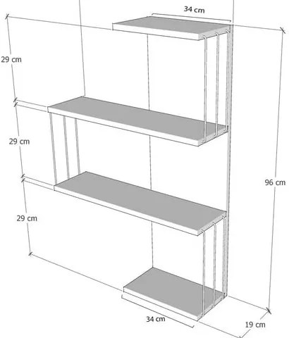 Scaffale a castello in pino decorato in bianco e naturale 64 cm Cambel - Kalune Design