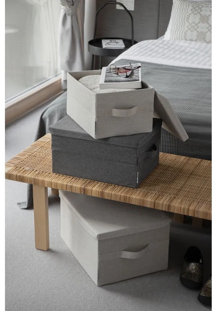 Scatola con coperchio beige in tessuto 35x26x19 cm Soft Storage – Bigso