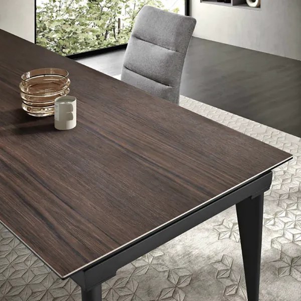 Tavolo allungabile 240 cm ULISSE con top grčs porcellanato effetto Legno Tek