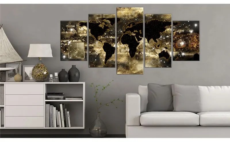 Quadro Continenti del bronzo  Colore Nero, Dimensioni e Misure 100x50