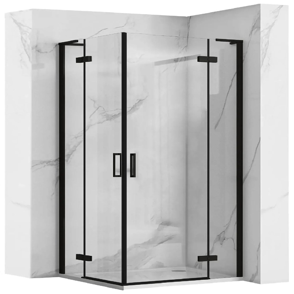 Rea Hugo box doccia 80x80 cm quadrato nero semiopaca/vetro trasparente REA-K6600