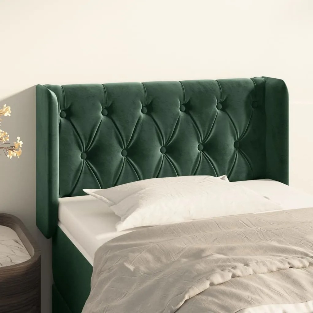 Testiera Ad Orecchio Verde Scuro 83x16x78/88 Cm İn Velluto /