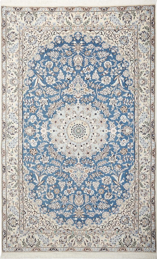 Nain Tappeto 250x160 Blu (Iran) Annodato A Mano