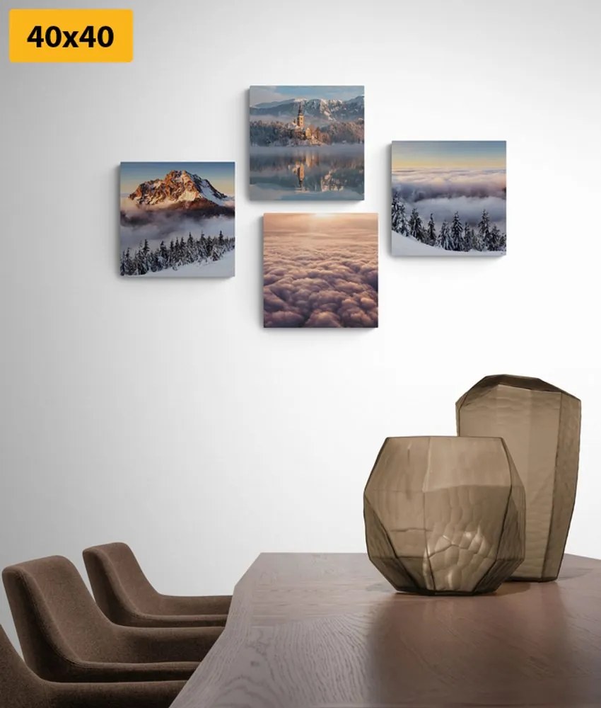 Set di quadri – Natura invernale con nuvole