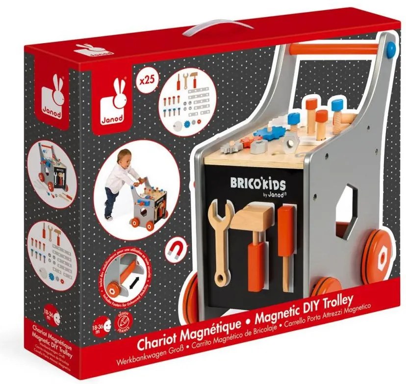 Brico'Kids Carrello Porta Attrezzi Magnetico - legno