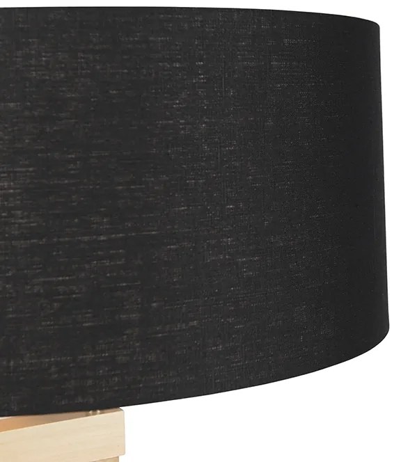 Lampada da terra moderna in legno con paralume nero 45 cm - Puros