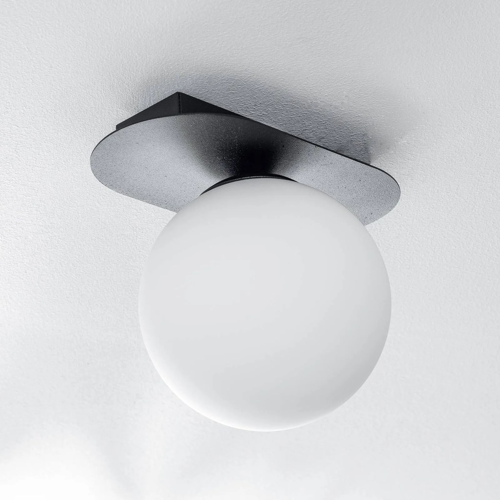 EMIBIG LIGHTING Plafoniera Plaza, nero/opale, 1 luce