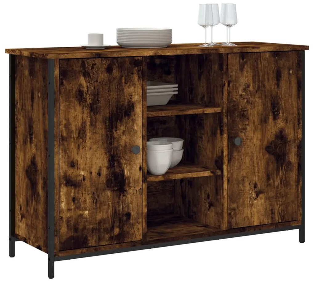 Credenza Rovere Fumo 100x35x70 cm in Legno Multistrato