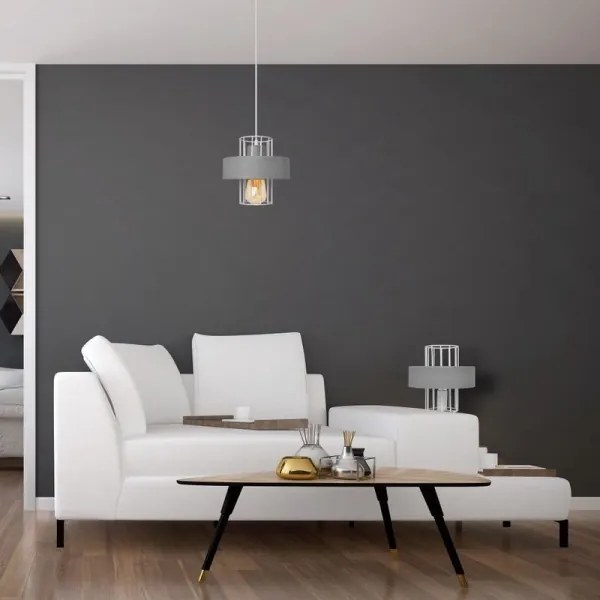 Lampadario a sospensione con filo VOLTA 1xE27/15W/230V grigio