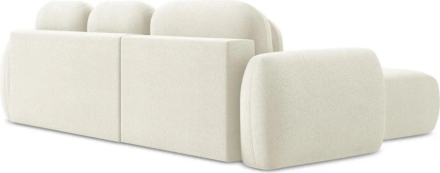 Divano angolare beige allungabile/con contenitore (con penisola a sinistra/con chaise lounge) con rivestimento in bouclé Pele – Makamii