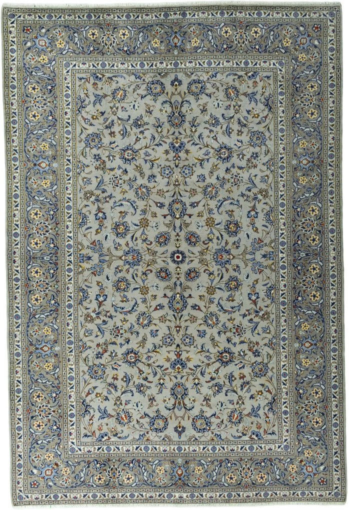 Kashan Tappeto 320 x 220 Nero (Iran) Annodato A Mano
