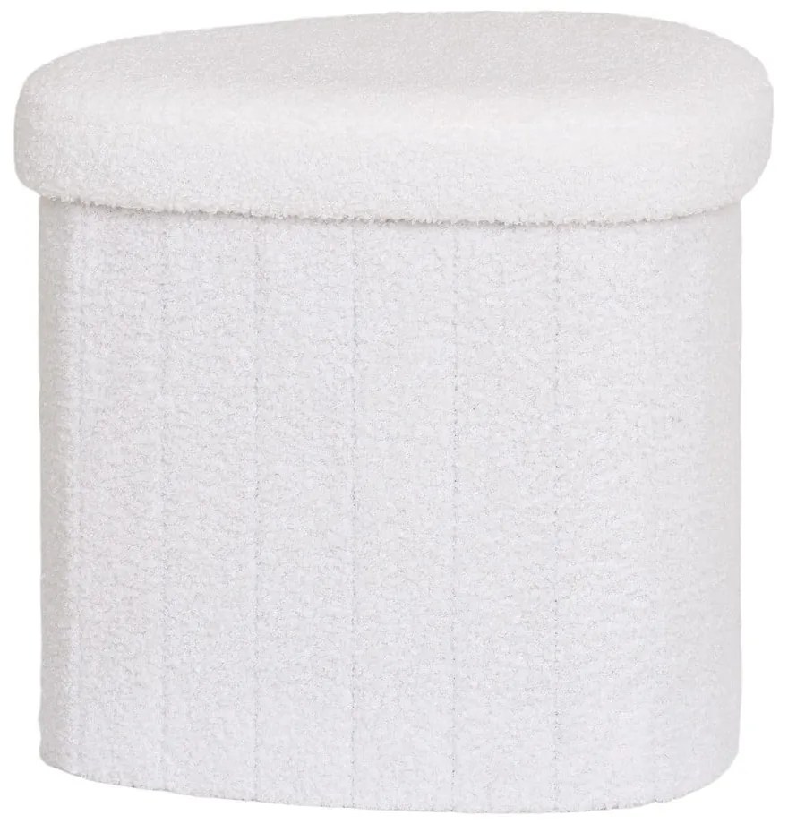 Poggiapiedi bianco con rivestimento in bouclé Medford – House Nordic