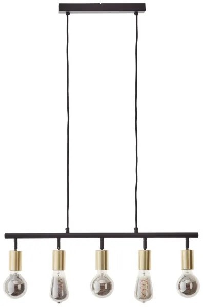Brilliant - Lampadario a sospensione su cavo TIFFANY 5xE27/28W/230V nero/ottone