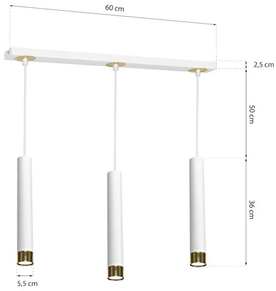 Lampadario a sospensione con filo DANI 3xGU10/8W/230V